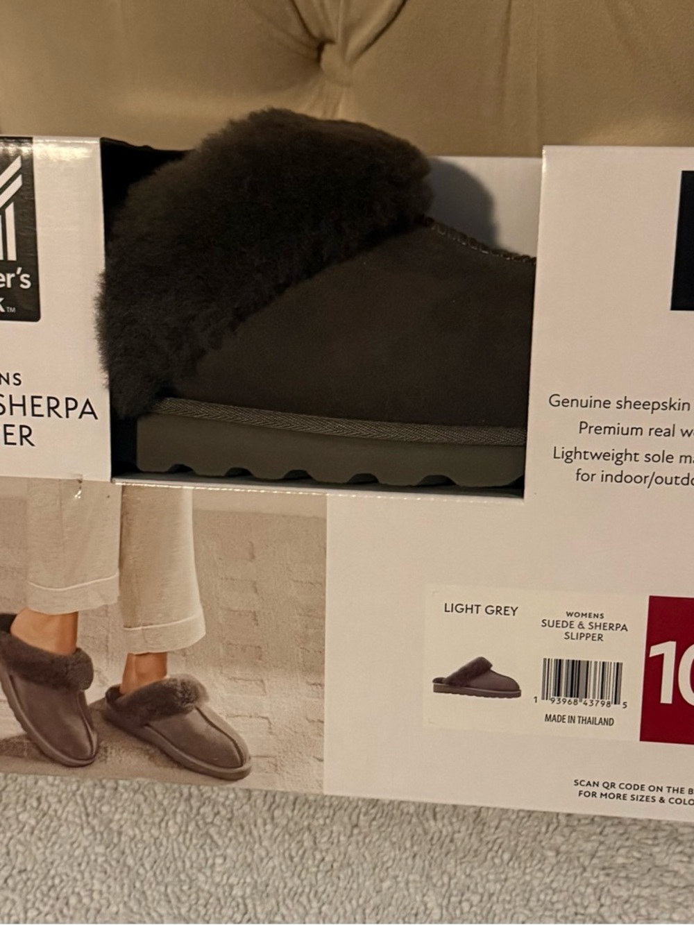 Women's Shearling Lined Slipper - Light Grey